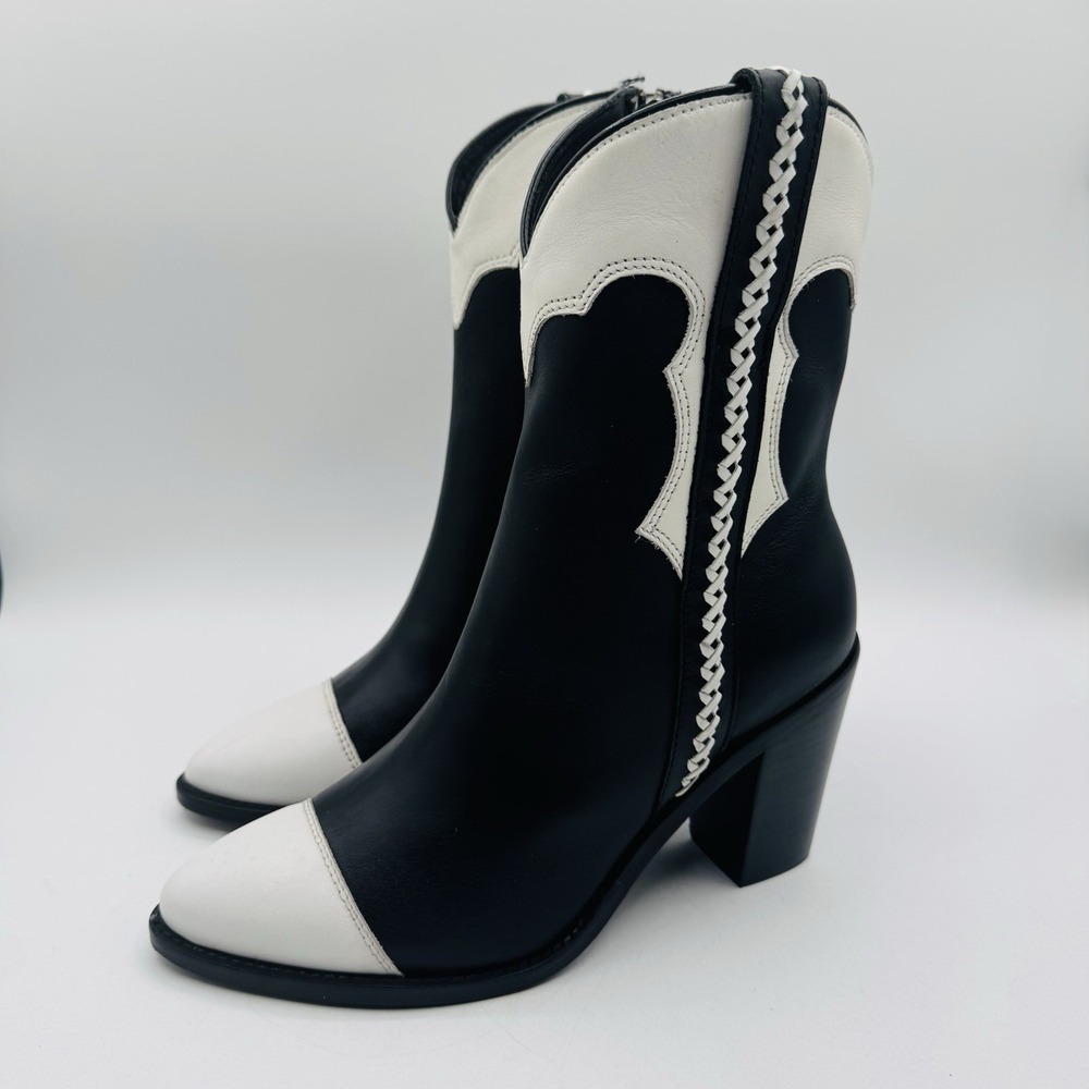 Lucchese Michelle Boots Women's Size 7.5 Black‎ White Leather - Picture 16 of 16